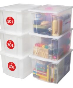 Iris Ohyama MultiwertigeAufbewahrungsbox30L6er-SetTransparenzPlastikUSB-MKFÜR SchrankRegaleOrganisationKleidungBettlaken