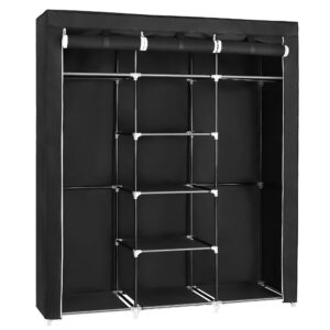 SONGMICS Schrank für Schlafzimmer + Ankleidezimmer - faltbar, mit Schuhfach, 45x150x175 cm, schwarz RYG12B SONGMICS Kl