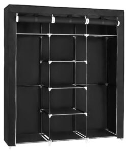 SONGMICS Schrank für Schlafzimmer + Ankleidezimmer - faltbar, mit Schuhfach, 45x150x175 cm, schwarz RYG12B SONGMICS Kl