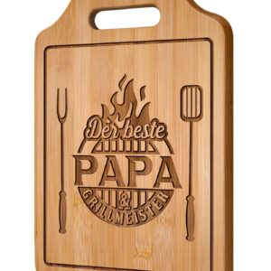 Giftasy Geschenke für Papa - Graviertes Bambus Schneidebrett, Vatertagsgeschenk, Top Geburtstagsgeschenk für Papa