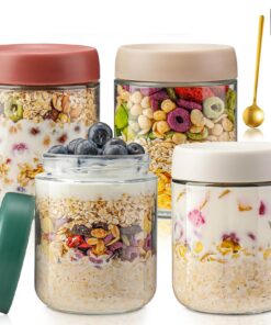 Overnacht oats Gläser mit Schraubdeckel, 500ml für hausgemachte Marmelade und Einmachen | Overnight Oats Einmachgläser,