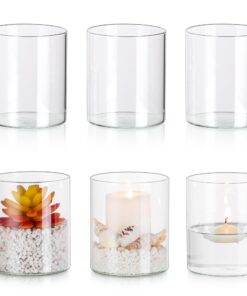 Glasseam Durchsichtiger Kerzenhalter für Schwimmkerzen und Taufkerze Votivkerzen Dekoration 6er Set Klein