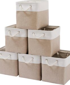 Mangata Canvas-Aufbewahrungsboxen 30cmGroße Würfel-Aufbewahrungsbehälter 6er-Set Stoffkörbe mit Baumwollseilgriff zum Or