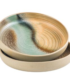 UNICASA Porzellan Suppenteller & Suppenschüssel, 2-Teiliges Set für Pasta & Salat, Hellblau