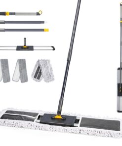 HEVOL Flacher Bodenwischer, großes Wischer-Set für Industrielle Bereiche, 90cm Breit, 154cm Wischer, Baumwolle & Mikrofa