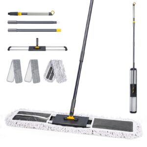 HEVOL Flacher Bodenwischer, großes Wischer-Set für Industrielle Bereiche, 90cm Breit, 154cm Wischer, Baumwolle & Mikrofa