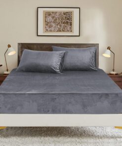 Luowei Winter Spannbettlaken 90x200cm Grau Samt Extra Warm für Hochmatratzen mit Steghöhe 25-30cm