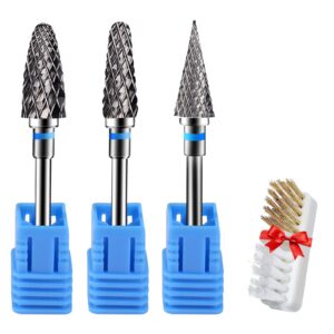 CGBE 3 Stück Schleifköpfe Nagelfräser, Wolframlegierung Hartmetall Bits für Gel Acryl Nagelhaut Entfernung, Professionel