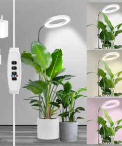 Pflanzenlampe LED Vollspektrum Auto Timer 3 Farben 10 Helligkeiten fuer Zimmerpflanzen mit Zeitschaltuhr 72 LED Höhenver