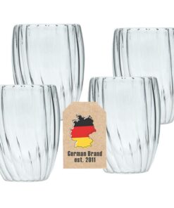 Intirilife 4x Doppelwandige Thermo Gläser -hitzebeständiges Tee Kaffee Glas ohne Henkel- Tassen Set 2 teilig- Schwebeeff