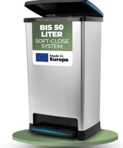 Novaliv Großer Müllcontainer mit Deckel - 50L Tretmüllcontainer mit Soft-Close-System - Geruchsdichter Müllbehälter für