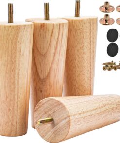 10cm Holz Möbelfüße für Schrank, Sofa, Ottomane - Massivholz Tischbeine mit vorgebohrten Bolzen und Montageplatten | 10