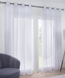 Emma Barclay Weißer Voile-Vorhang mit Ösen 57x72 cm - Moderner Lichtzugang zum Wohnraum - Ideal für Wohnzimmerspitze