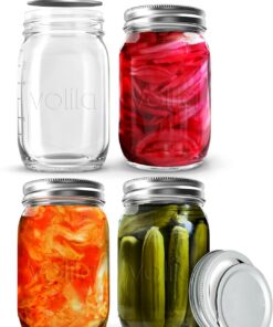 Volila Mason Jar mit Luftdichten Deckeln - 490ml - Mehrzweck Einsatz für Übernachtigkaffee, Einlage, Speisenkonservierun
