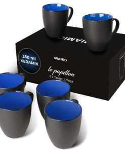 MIAMIO - 6 x 350 ml Kaffeetassen Set für moderne Coffee Lovers - Ideal für Tagesbeginn - Ergonomisch Entwurf, Geschmacks