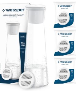 Wessper 1 Liter Wasserkaraffe mit 4 Filtern fürResidents zu Hause | Wessper 1 Liter Glaskaraffe fürAccepting Household