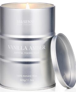 M&SENSE Vanille Amber Duftkerzen MSTC0116S Geschenk für Weihnachten-lang anhaltendes Brennen Vanille Duftkerzen 320g Soj