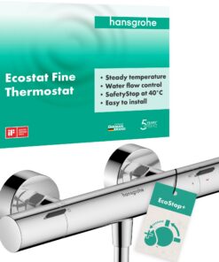 Hansgrohe Ecostat Fine Duschthermostat - Sicherheit, Energieeffizienz &.Chrome, 13324000 Hansgrohe Ecostat Fine Duscht