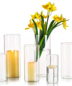 Hewory Glasvasen Set Zylinder 6er 10/15/20cm für Hochzeit Tischdeko Kerzenhalter
