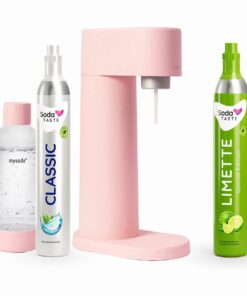 Mysoda Woody Wassersprudler - erneuerbares Holzkomposit, BPA-frei, Rosa CO2-Zylinder | Mysoda Woody Wassersprudler - CO