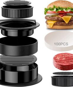 Profipattypress 4-in-1 Burgerpresse Set für leckere Hamburger und Patties mitAntihaftblatt und Spülmaschinenfrióigkeit