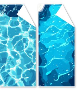 Strandtuch XXL 60x120 cm, Saugfähig Schnell Trocknende Microfaser, Für Strand und Camping, BLaue Wellen G1-906 Strandt