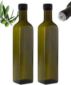 Mikken 2x Ölflasche 500ml grün/braun mit Ausgießer und Dosierer für Autoölglasflasche