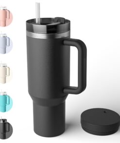 Bailkind 1182mL Thermobecher Autobecher Edelstahl Vakuum Isolierung BPA-Frei SpülmaschinenfestSpritzfest Strohhalm 2 dic