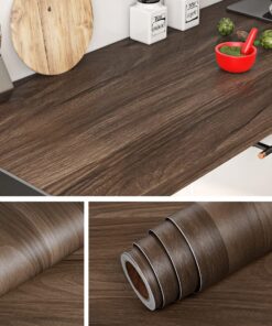 Livelynine Wasserfest Klebefolie Holzoptik Dunkelbraun für Küche und Wohnwand 40CMx2M