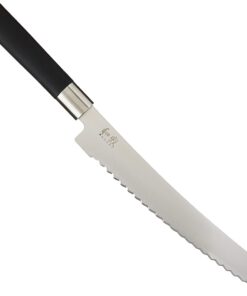 KAI Wasabi Black Brotmesser 23,0 cm - Edelstahl 6A/1K6, 58 (±1) HRC, schwarzer Polypropylen Griff, Made in Japan, Wellen