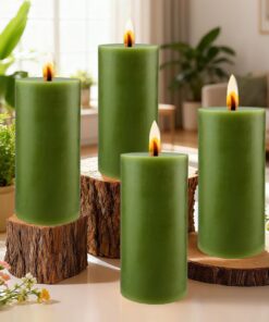 4 Stück Stumpenkerzen, Grün, Lange Brenndauer für Haushalt, Feiern und Gastronomie - Kerzen Set Säulenkerzen zur Deko