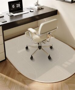 Odot Bürostuhl Bodenschutzmatte Kratzfest rutschfest für Hardbohlen Büro (Beige Weiß) Gaming Teppich 90x120cm