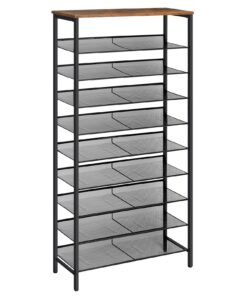 HOOBRO 10-Stöckiges Schuhregal, Platzsparend für Flur, für 36 Paar Schuhe, dunkelbraun-schwarz, EBF110XJ01