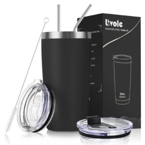 Thermobecher für Männer und Frauen 20oz Livole Doppelwandig Vakuum Schwarz | Livole Autobecher 20oz Doppelwandig Vakuum