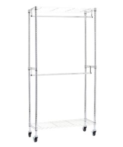 Amazon Basics Doppel-Kleiderstange für Damen und Herren - Maximale Tragfähigkeit 181 kg, chromfarben, 91 cm L x 35,5 cm