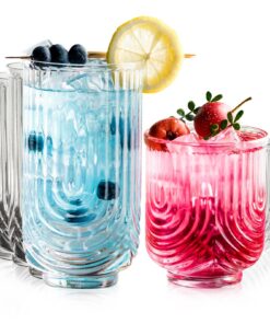 KEMORELA Art Deco Cocktailglas-Set 8-tlg. - Hochballgläser für Whisky & Cocktails - Spülmaschinenfeste Vintage-Gläser fü