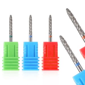 3 Stück Nagelfräser Bits für Gelnägel Entfernen Acrylnägel Nagelhaut Carbide Spitzkegel Bit | Mittel Bit für Nagelfräse