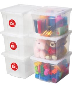 Iris Ohyama Vielseitige Aufbewahrungsbox mit Deckel, Stapelbar, 10L, Für Schrank und Regale, Organisation von Kleidung u