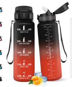 HoneyHolly Trinkflasche 1L Auslaufsicher BPA-Frei mit Strohhalm für Sport Fitness