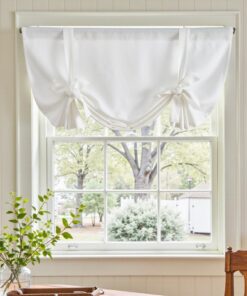 TOPICK Weiß 1er Set Kurz Blickdicht Scheibengardine für Kleine Fenster OEKO-TEX STANDARD 100 TOPICK Weiß 137H x 107B cm