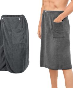Sauna Kilt Männer 70 x 140 cm Schnelltrocknend Grau