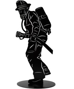Rostikal Schwarz Feuerwehrmann Metall 20 cm Wohnzimmer Deko