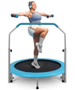 SereneLife Fitness Trampolin Indoor - perfekt fürs Zuhause, Cardio-Training & Sport, 102 cm Ø, faltbar, Hochdruckreifen