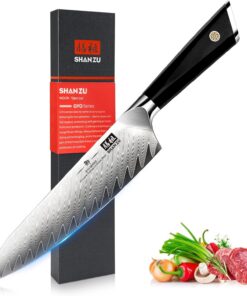 SHAN ZU 10Cr15CoMoV Damastmesser 21cm Professional Kochmesser für Küche - GYO Series - Spitzenklinge mit G10 Griff