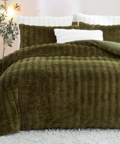 Tospass Flauschig Warm Winterbettwäsche 135x200 cm Dunkelgrün Cashmere Touch Reißverschluss Kissenbezug