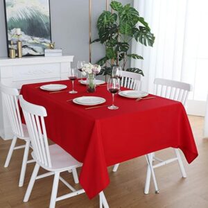 LisinEase Rot Rechteckige Tischdecke 140 x 240 cm für 6- bis 10-Sitzer – Elegantes Weihnachtstischtuch – Baumwollmischun
