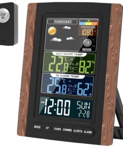 Wetterstation Funk Außensensor Wettervorhersage 100m Reichweite Farbdisplay