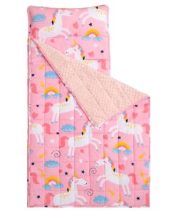Sivio Schlafsack mit Gewichtsdecke 1,3 kg, kuschelweicher Flausch, warm, Rosa Einhorn,ideal für Ruhe und Entspannung, 13