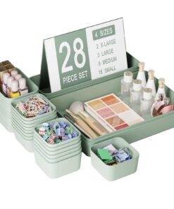 Schubladen Organizer 28 Stück 4 Größen Rutschfest Grün für Makeup Schminktisch & Küche