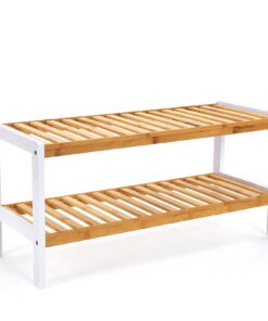 SONGMICS weiße Schuhregal LBS02H - 2 Ebenen, Wohnzimmer, Flur, Schuh-Organizer, 26 x 70 x 33 cm, FSC-Zertifiziert